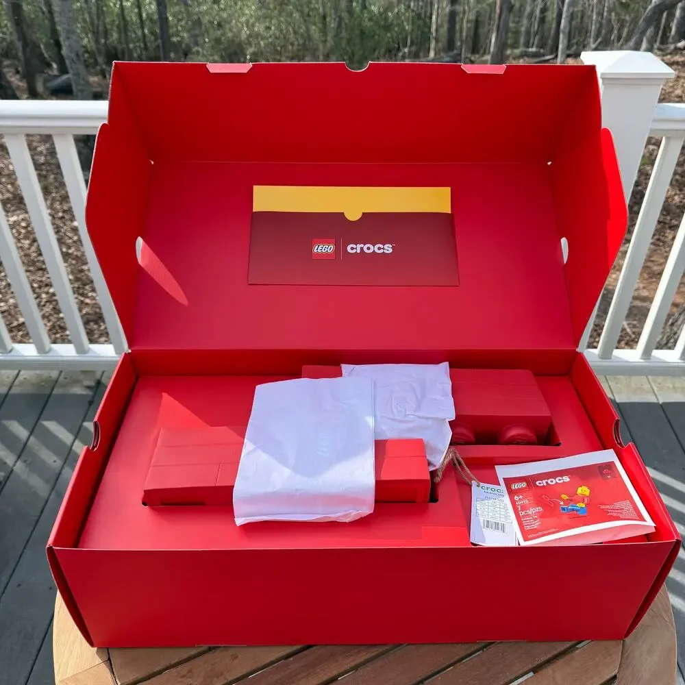 LEGO x Crocs Slides Red M6 W8 NWT Limited Edition Brick Sandals